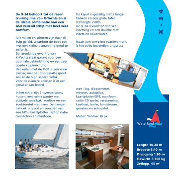 Bootinformatie en inventarislijst X-34 - Waterland Yacht Charter