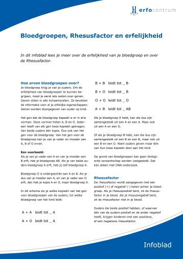 Bloedgroepen, rhesusfactor en erfelijkheid - Erfocentrum