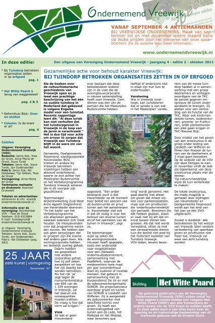 oktober 2011 OV krant - jaargang 4 - editie 2 - Ondernemend Vreewijk