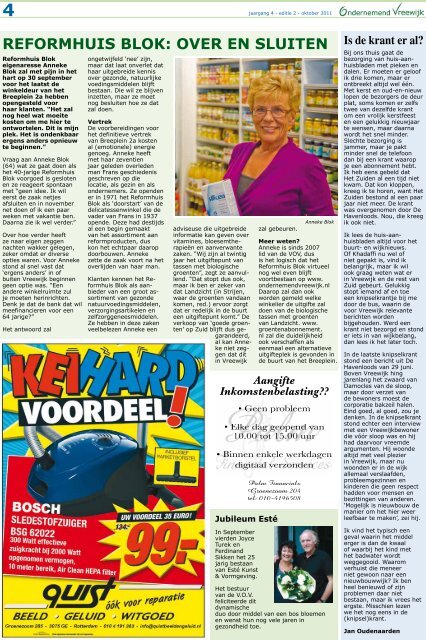 oktober 2011 OV krant - jaargang 4 - editie 2 - Ondernemend Vreewijk