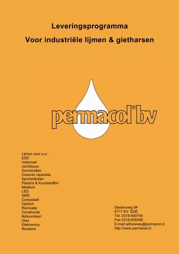 Leveringsprogramma Voor industriële lijmen & gietharsen - Permacol