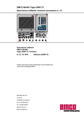 EMCO WinNC Fagor 8055 TC Descrizione software versione ...