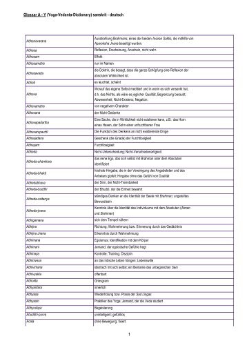 Glossar A - Y (Yoga-Vedanta-Dictionary) sanskrit - deutsch 1