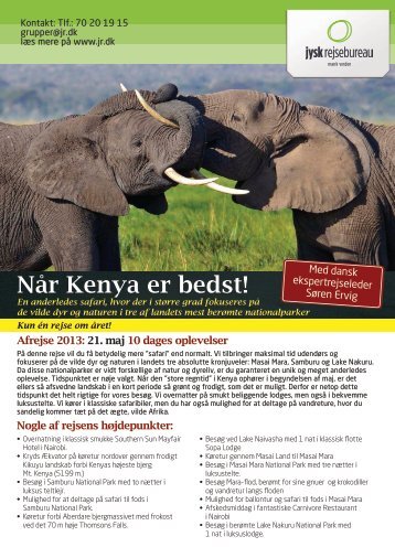 Hent brochure for Safari i Kenya - Jysk Rejsebureau