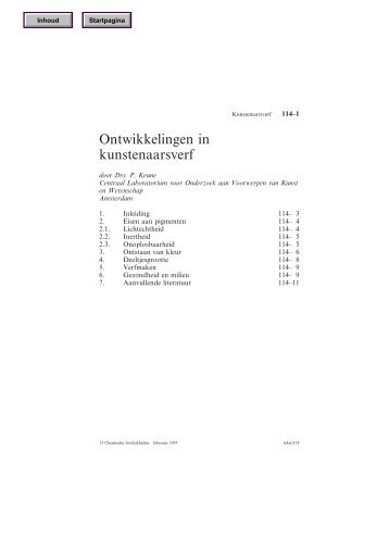 Ontwikkelingen in kunstenaarsverf - Chemische Feitelijkheden