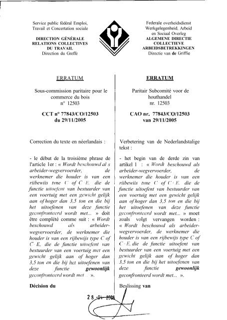 arbeidsvoorwaarden - FOD Werkgelegenheid, Arbeid en Sociaal ...