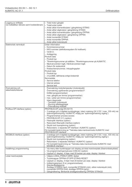 Vridsektordon SG 05.1 - SG 12.1 AUMATIC AC 01.1 ... - FS Data