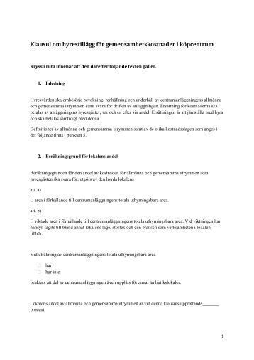 Klausul om hyrestillägg.pdf - Svensk Handel