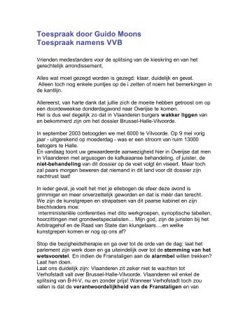 Toespraak Guido Moons, voorzitter werkgroep BHV van VVB.