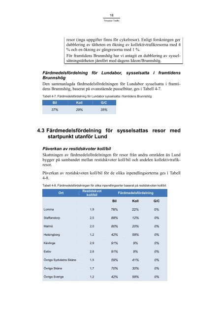 Färdmedelsfördelning för resor till framtidens ... - Lunds kommun