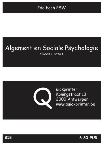 B18 Algemene en sociale psychologie - Quickprinter