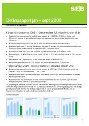 Delårsrapport jan – sept 2009 - SEB