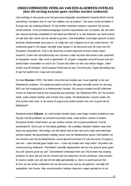 Ongecorrigeerd verslag AO Visserij.pdf - Tweede Kamer