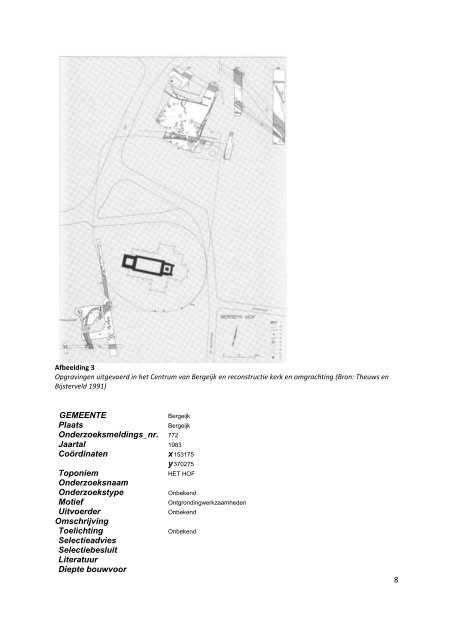 Catalogus archeologische onderzoeken gemeente Bergeijk