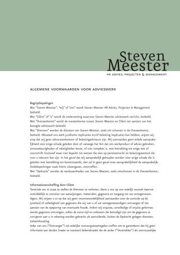 algemene voorwaarden voor advieswerk - Steven Meester