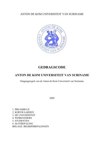 Gedragscode - Anton de Kom University of Suriname