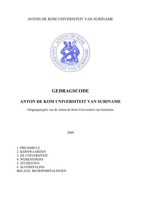 Gedragscode - Anton de Kom University of Suriname