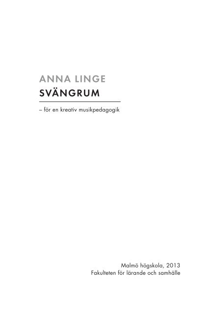 ANNA LINGE SVÄNGRUM - MUEP - Malmö högskola