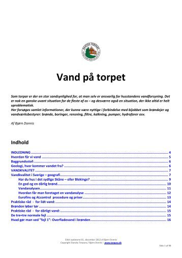 Vand på torpet - Danske Torpare