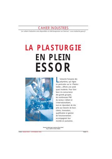 La plasturgie en plein essor - Dgcis