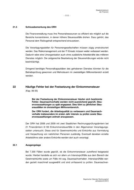Jahresbericht 2010 - Bayerischer Oberster Rechnungshof - Bayern