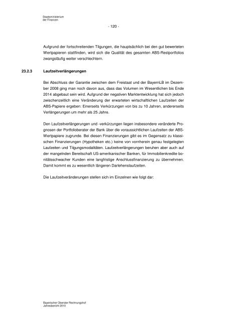 Jahresbericht 2010 - Bayerischer Oberster Rechnungshof - Bayern