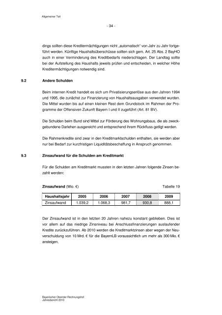 Jahresbericht 2010 - Bayerischer Oberster Rechnungshof - Bayern