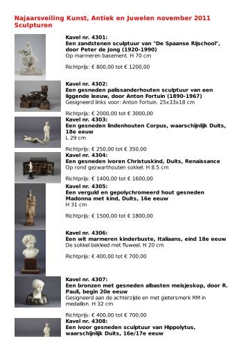 Najaarsveiling Kunst, Antiek en Juwelen november 2011 Sculpturen