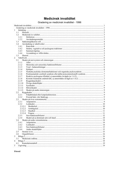 Gradering Av Medicinsk Invaliditet 1996 Whiplashinfo