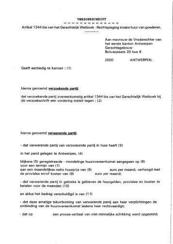 model verzoekschrift II - Vredegerecht 1ste kanton Antwerpen