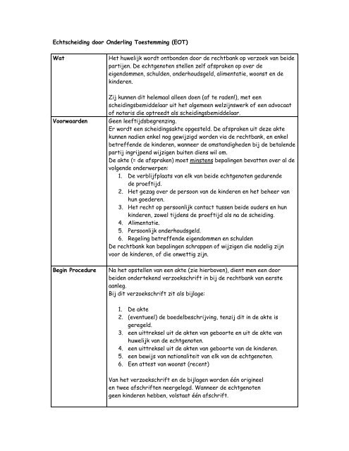 Echtscheiding door Onderling Toestemming (EOT) Wat ... - Houvast