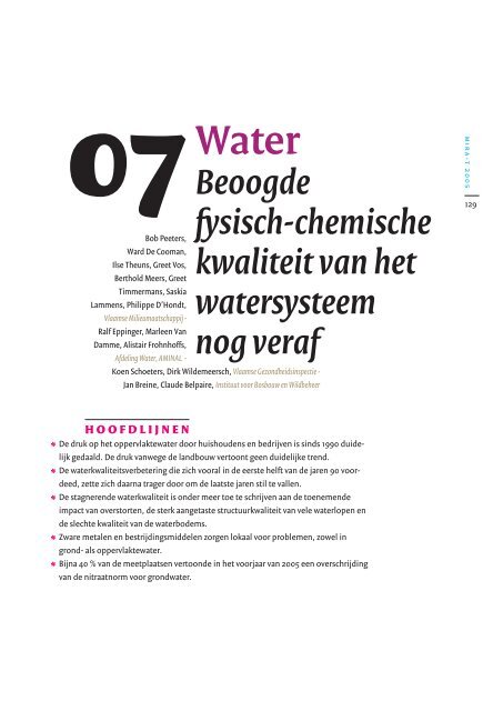 Beoogde fysisch-chemische kwaliteit van het watersysteem nog veraf
