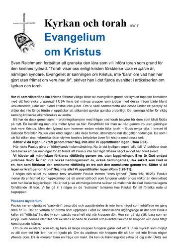 Kyrkan och torah del 4 Evangelium om Kristus - Shalom över Israel!