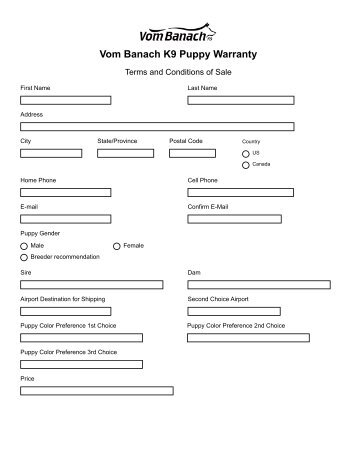 puppy sale contract