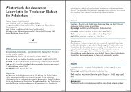 Wörterbuch deutscher Lehnwörter im Teschener Dialekt des Poln...