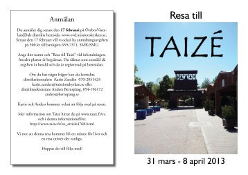 Folder Taize 2013.indd - Svenska Missionskyrkan