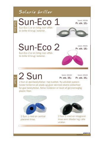 Udvalg af solarie-briller