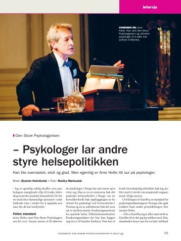 – Psykologer lar andre styre helsepolitikken - Tidsskrift for Norsk ...