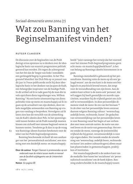 Wat zou Banning van het Beginselmanifest vinden? - Rutger Claassen