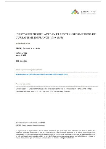 l'historien pierre lavedan et les transformations de l'urbanisme en ...