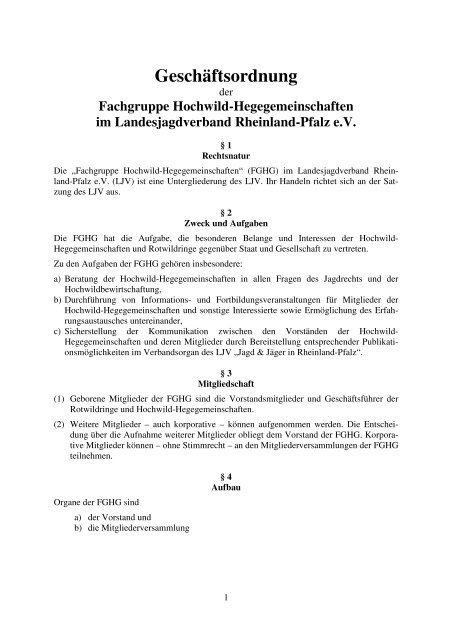 Geschäftsordnung FGHG - Landesjagdverband Rheinland-Pfalz