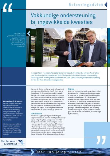 Leaflet Belastingadvies - Van der Veen & Kromhout