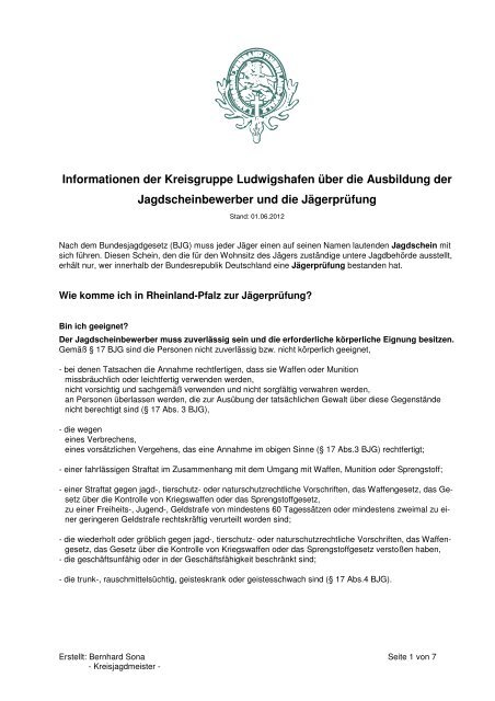 Leitfaden Ausb Und Prufung Mit Anlage 2012 Landesjagdverband