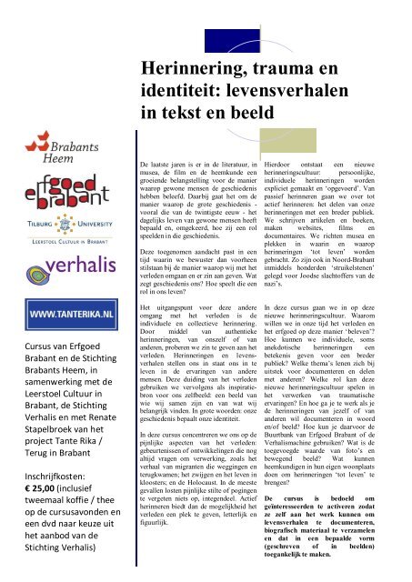 Herinnering, trauma en identiteit: levensverhalen in tekst ... - Verhalis