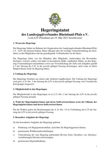 Hegeringstatut - Landesjagdverband Rheinland-Pfalz