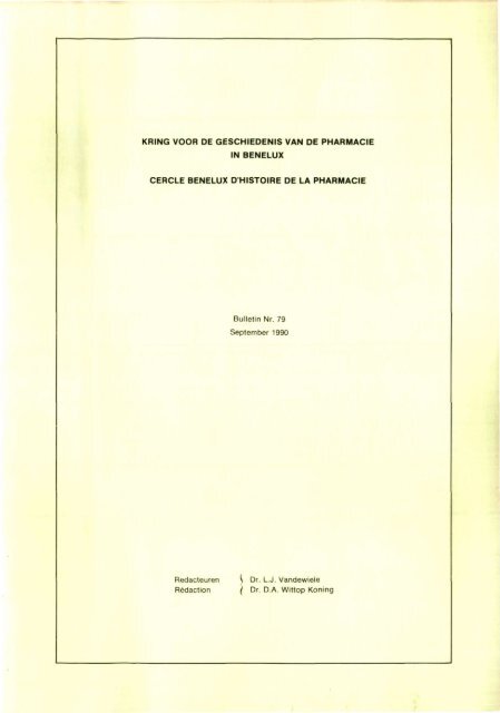 1990-079 GESCHIEDENIS/HISTOIRE PHARMACIE - Kring voor de ...
