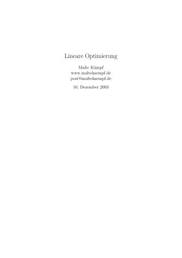 Lineare Optimierung