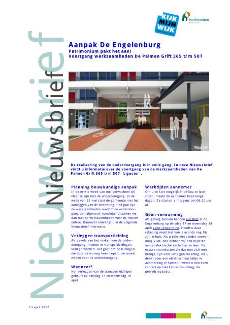 Nieuwsbrief 13 april 2012 De Palmen Grift 365-507 - Patrimonium