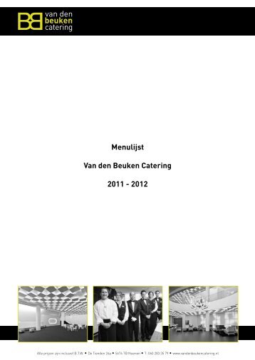 Menulijst Van den Beuken Catering 2011 - 2012