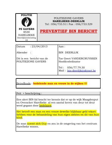 23/04/2013 - Bedelende man en vrouw in de wijken - Deerlijk